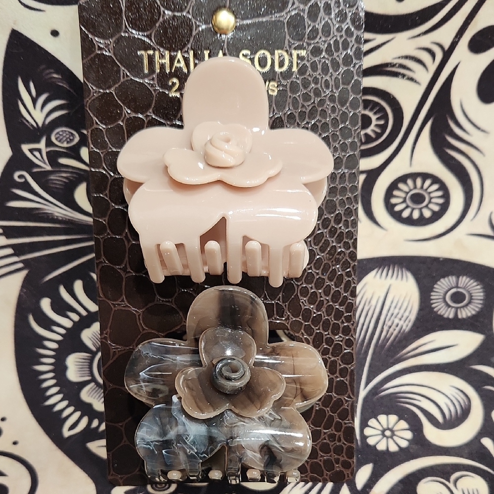 Thalia Sodi Pink and Brown Floral Hair Claw Set